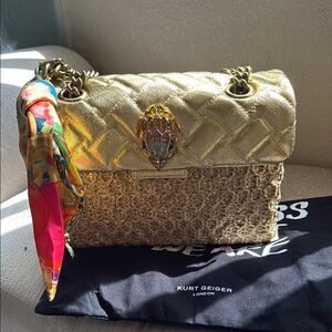 Kurt Geiger Gold Quilted Shoulder Bag